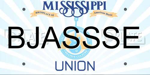 BJASSSE Mississippi License Plate