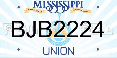 BJB2224 Mississippi License Plate