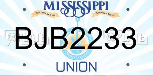 BJB2233 Mississippi License Plate