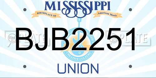 BJB2251 Mississippi License Plate