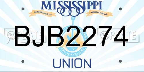 BJB2274 Mississippi License Plate