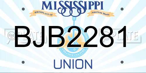 BJB2281 Mississippi License Plate