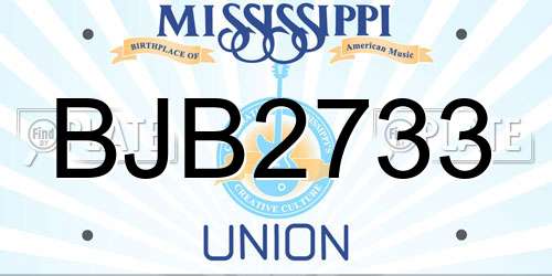 BJB2733 Mississippi License Plate