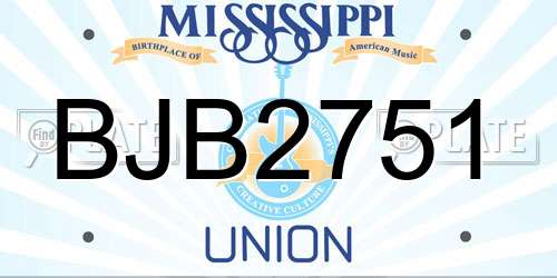BJB2751 Mississippi License Plate