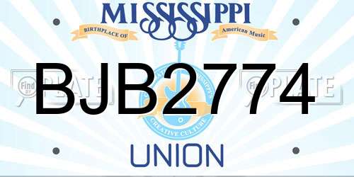 BJB2774 Mississippi License Plate