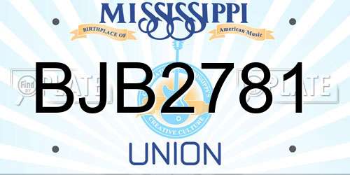 BJB2781 Mississippi License Plate