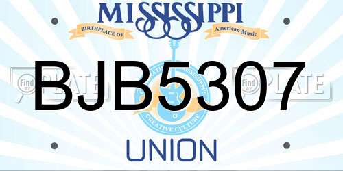 BJB5307 Mississippi License Plate