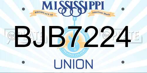 BJB7224 Mississippi License Plate