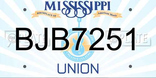 BJB7251 Mississippi License Plate