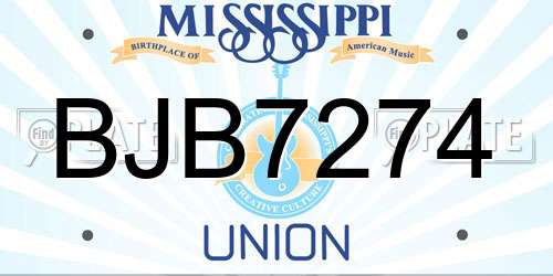 BJB7274 Mississippi License Plate