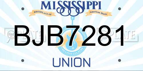 BJB7281 Mississippi License Plate