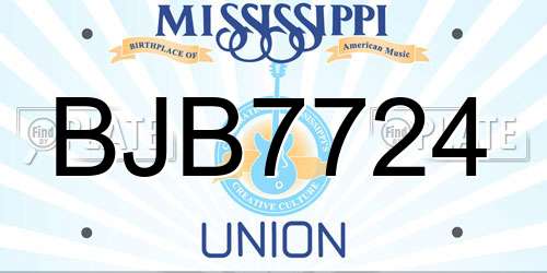 BJB7724 Mississippi License Plate