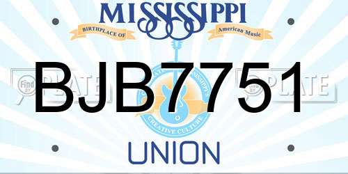 BJB7751 Mississippi License Plate