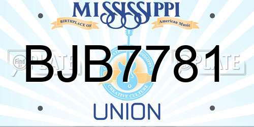BJB7781 Mississippi License Plate