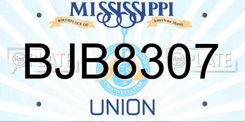 BJB8307 Mississippi License Plate