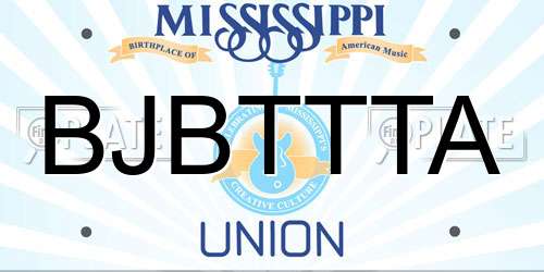 BJBTTTA Mississippi License Plate