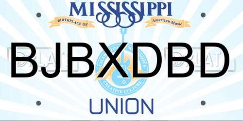 BJBXDBD Mississippi License Plate