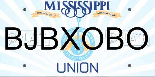 BJBXOBO Mississippi License Plate