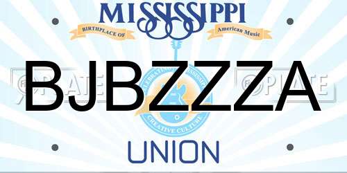 BJBZZZA Mississippi License Plate