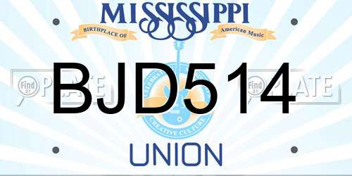 BJD514 Mississippi License Plate