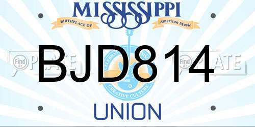 BJD814 Mississippi License Plate