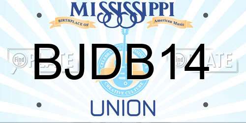 BJDB14 Mississippi License Plate