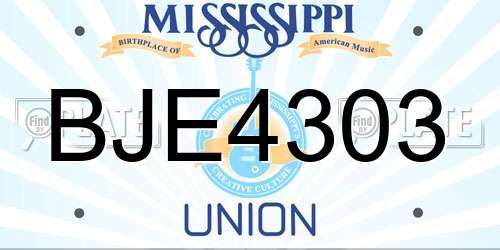 BJE4303 Mississippi License Plate
