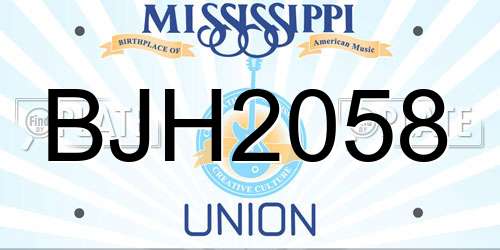 BJH2058 Mississippi License Plate