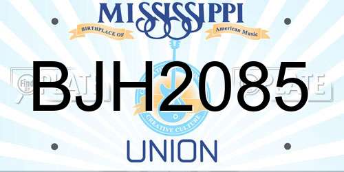 BJH2085 Mississippi License Plate