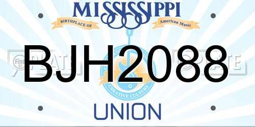 BJH2088 Mississippi License Plate