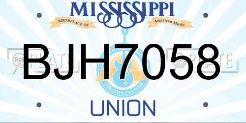 BJH7058 Mississippi License Plate