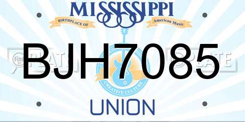 BJH7085 Mississippi License Plate
