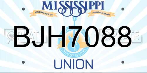 BJH7088 Mississippi License Plate