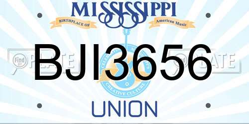 BJI3656 Mississippi License Plate