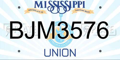 BJM3576 Mississippi License Plate