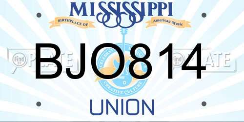 BJO814 Mississippi License Plate