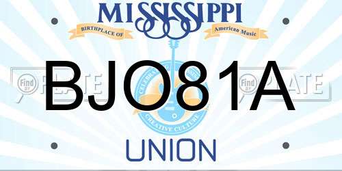 BJO81A Mississippi License Plate