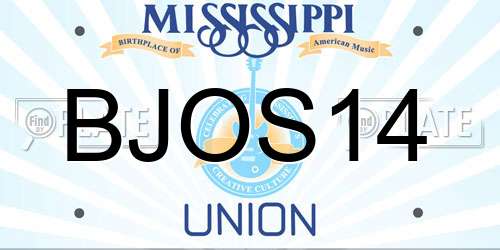 BJOS14 Mississippi License Plate
