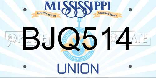 BJQ514 Mississippi License Plate
