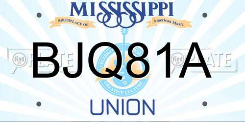 BJQ81A Mississippi License Plate
