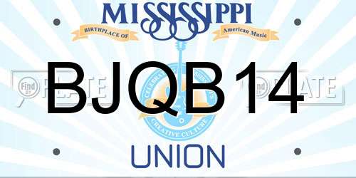 BJQB14 Mississippi License Plate