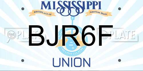 BJR6F Mississippi License Plate