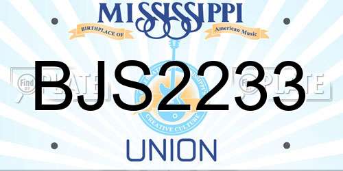 BJS2233 Mississippi License Plate