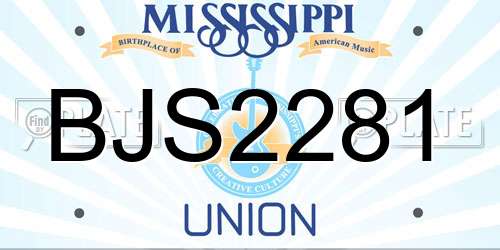 BJS2281 Mississippi License Plate