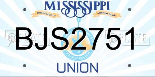 BJS2751 Mississippi License Plate