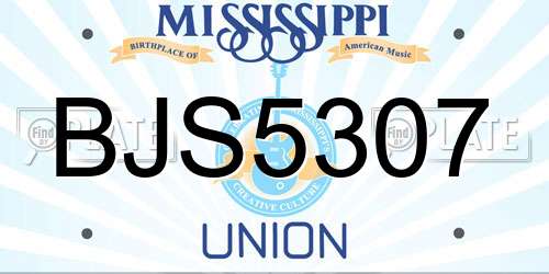 BJS5307 Mississippi License Plate