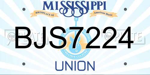 BJS7224 Mississippi License Plate