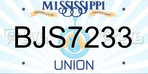 BJS7233 Mississippi License Plate