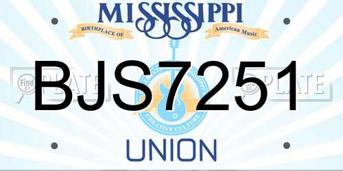 BJS7251 Mississippi License Plate