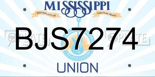 BJS7274 Mississippi License Plate